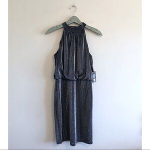 NWT Vince Camuto Bloused Cocktail Dress Silver